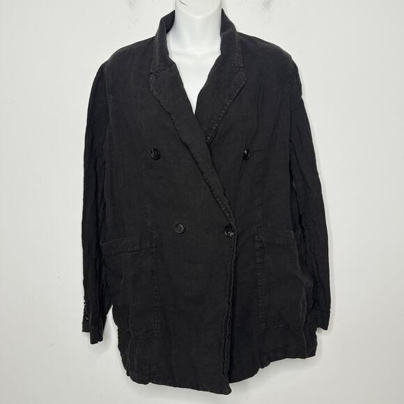 ZARA Linen Blazer Jacket Womens Small Oversized Shacket Soft Power Grey Relaxed - Picture 2 of 10